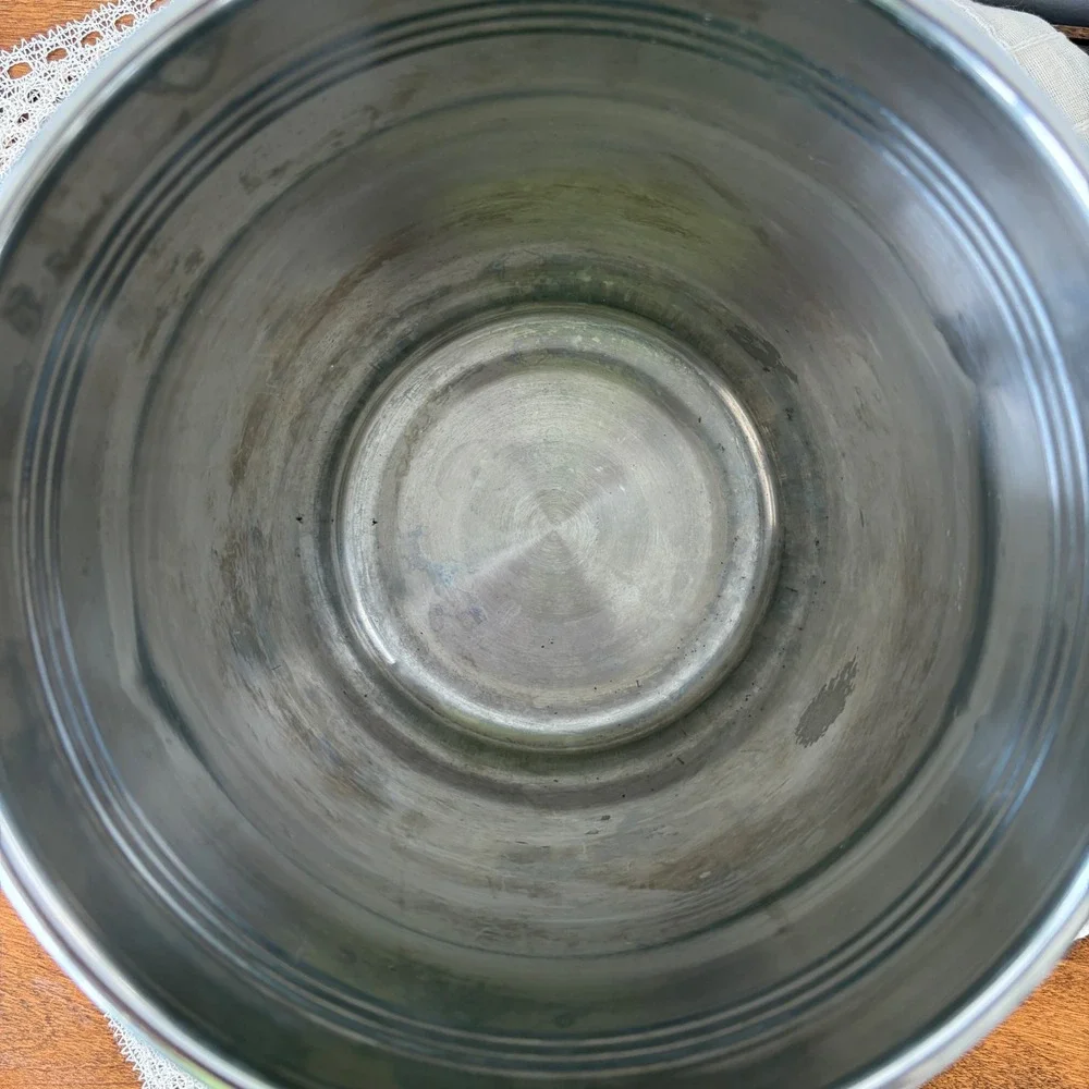 Vintage 18/10 Stainless Steel Champagne Ice Bucket Gold Handles Wine Chiller